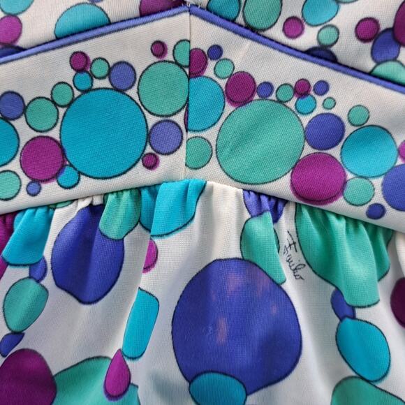 Vintage Emilio Pucci for Formfit Nylon Caftan Maxi Dress Small Blue Bubble Print - Picture 14 of 14